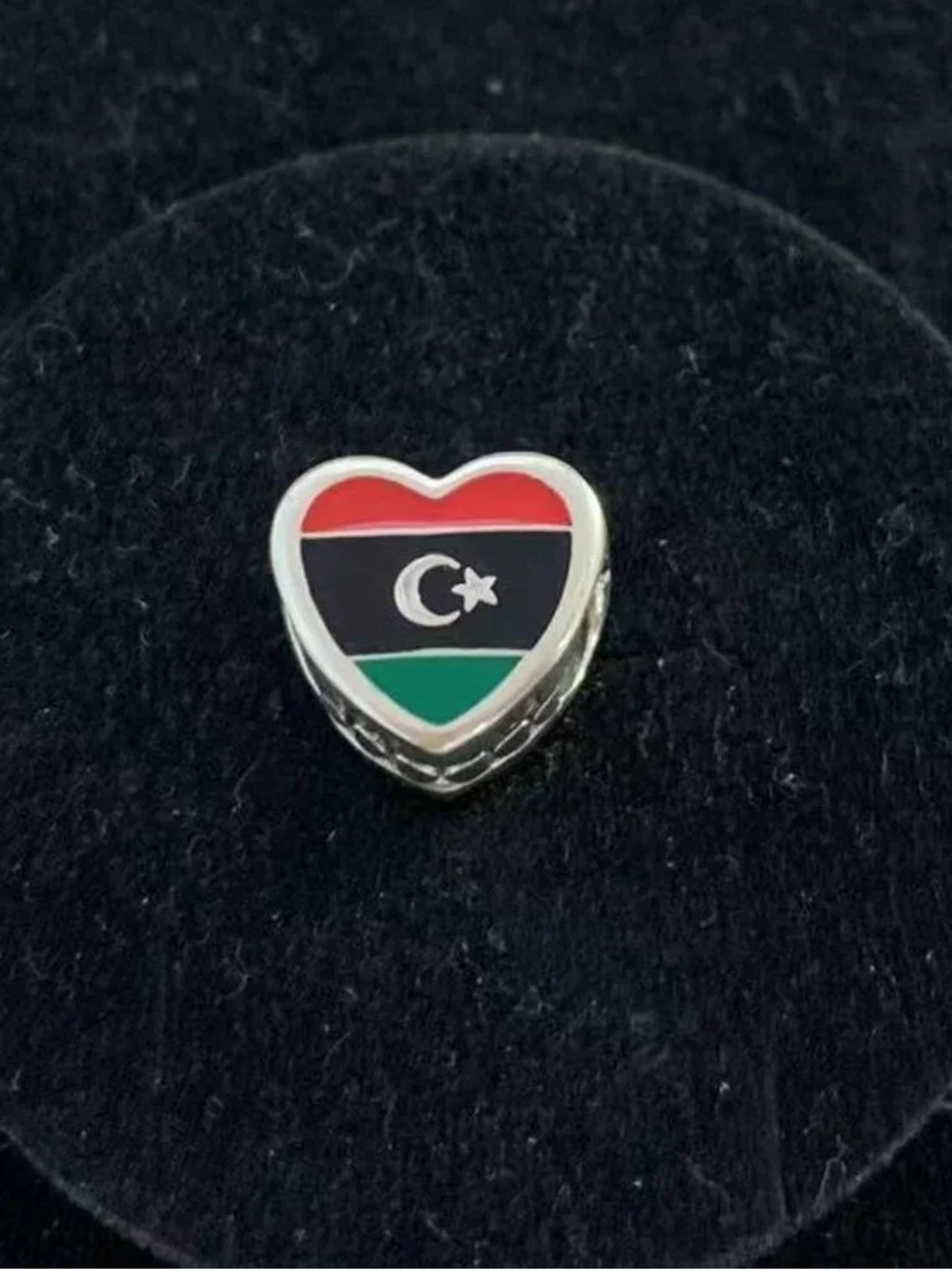 Pandora Heart Flag Enamel Charm - Red Black Green